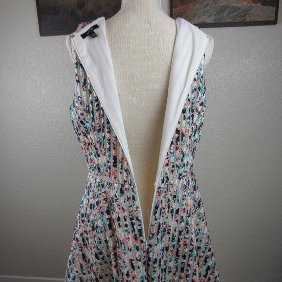 Apt 9 Women's Size 16 Mesh Texture Fit & Flare Dress Pockets Multi-Colored Lined - Picture 2 of 12